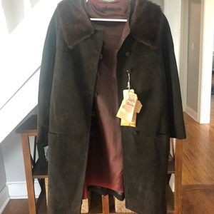 Suede Leather coat sz8